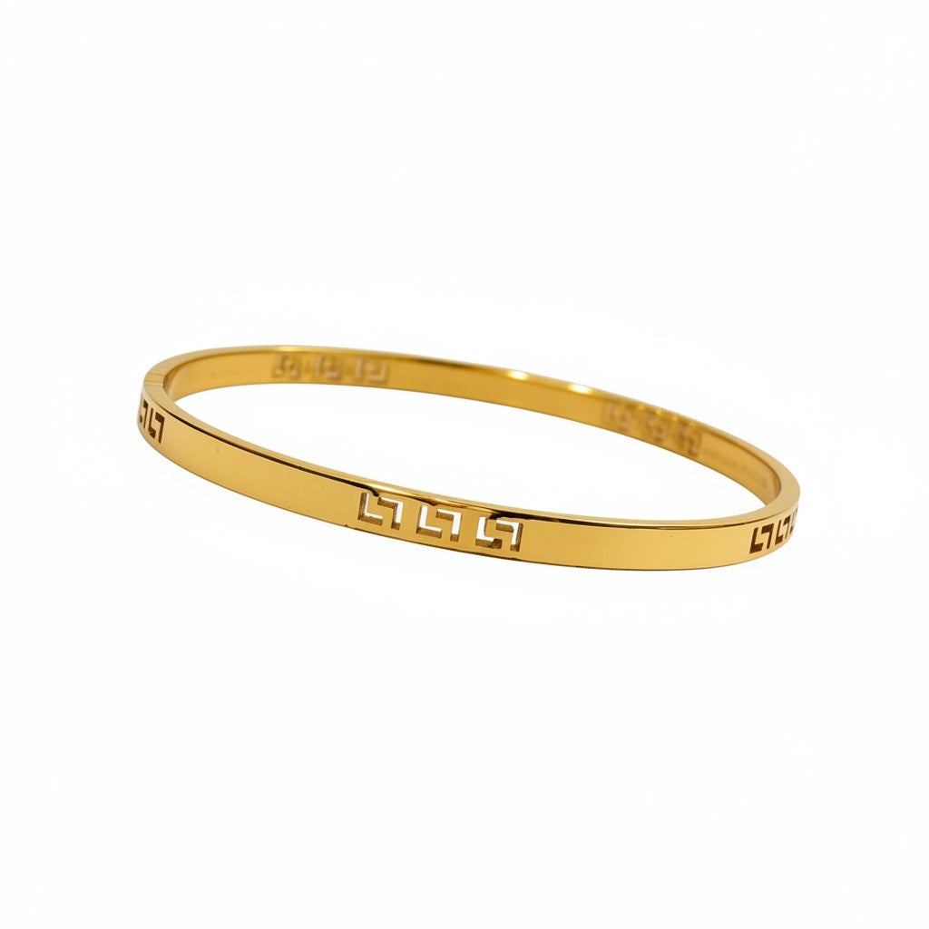 18K Gold Plated Geometric Bangle for Women