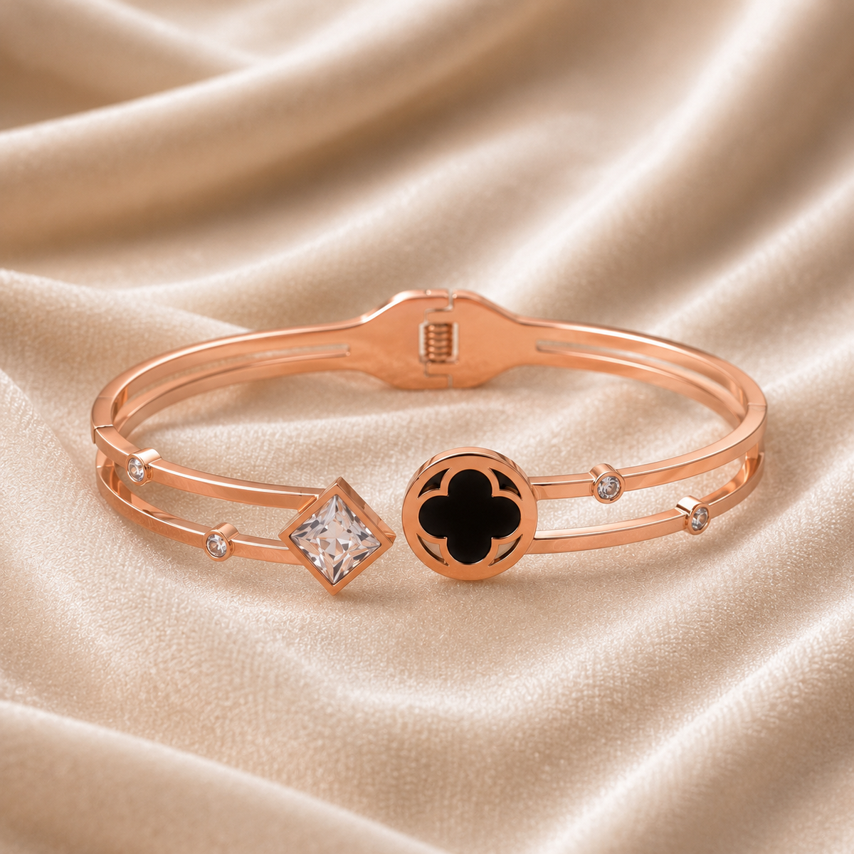 Rose Gold Clover Kada for Women
