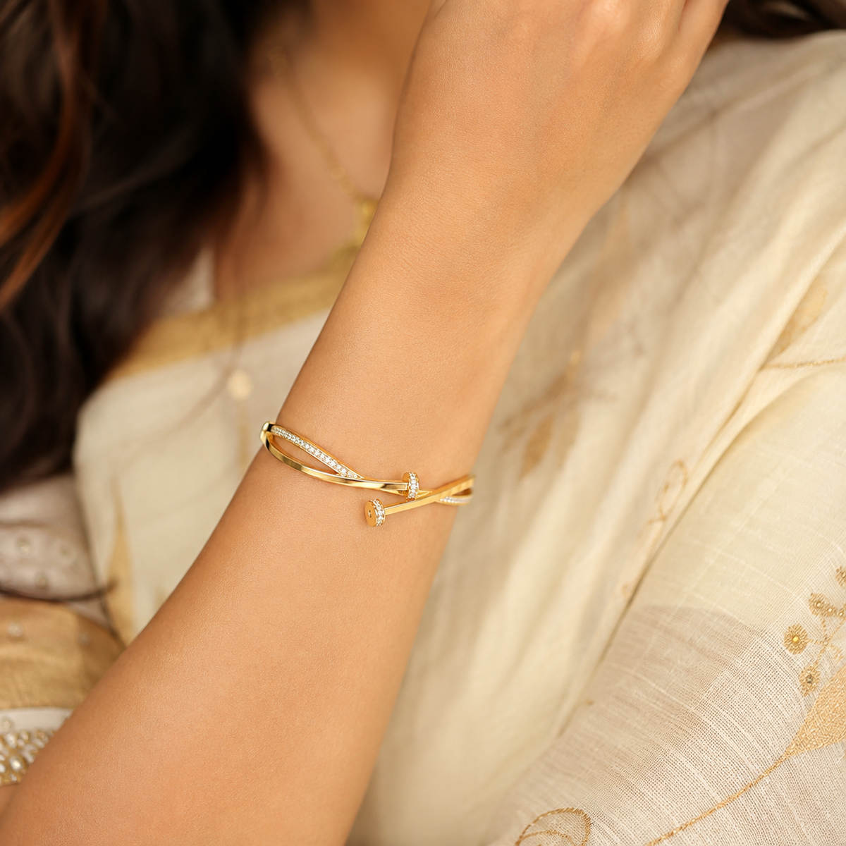Twist Link Kada – 18K Gold Plated