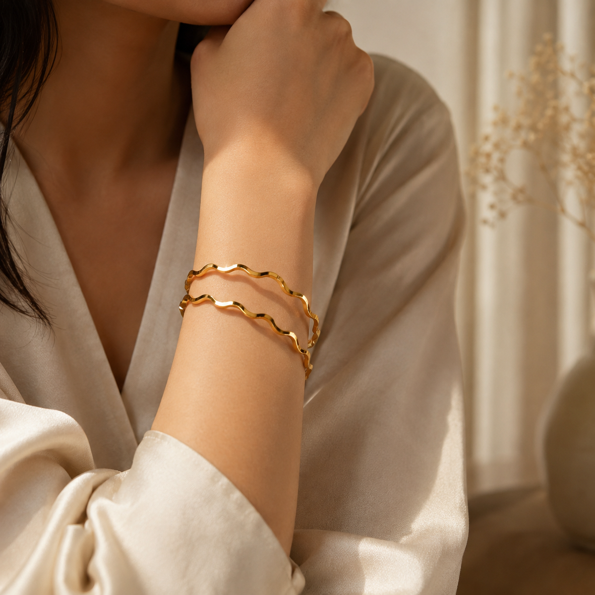 18K Gold Plated Women's Cuff Bangle