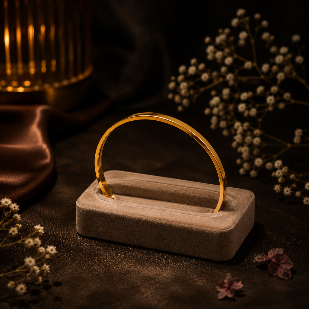 18K Gold Plated Minimalist Bangle for Women