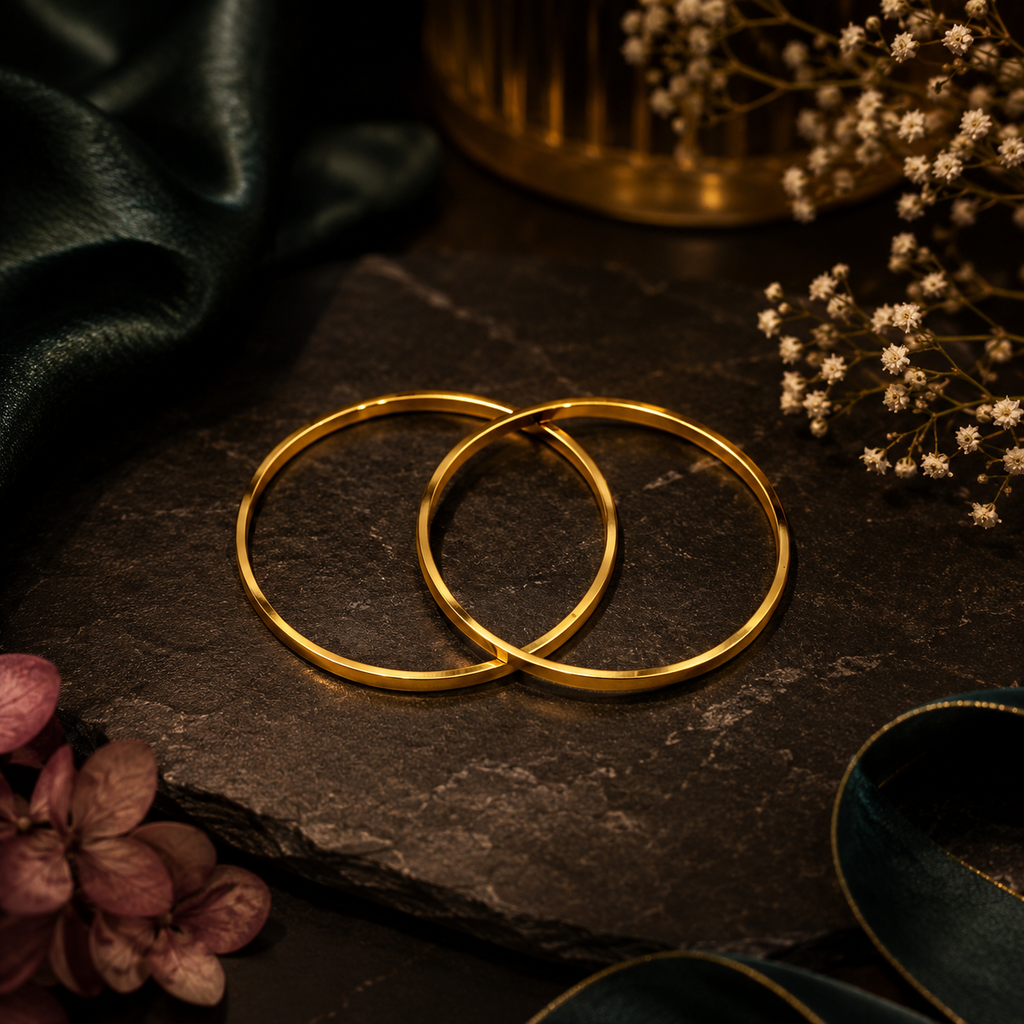 18K Gold Plated Minimalist Bangle for Women