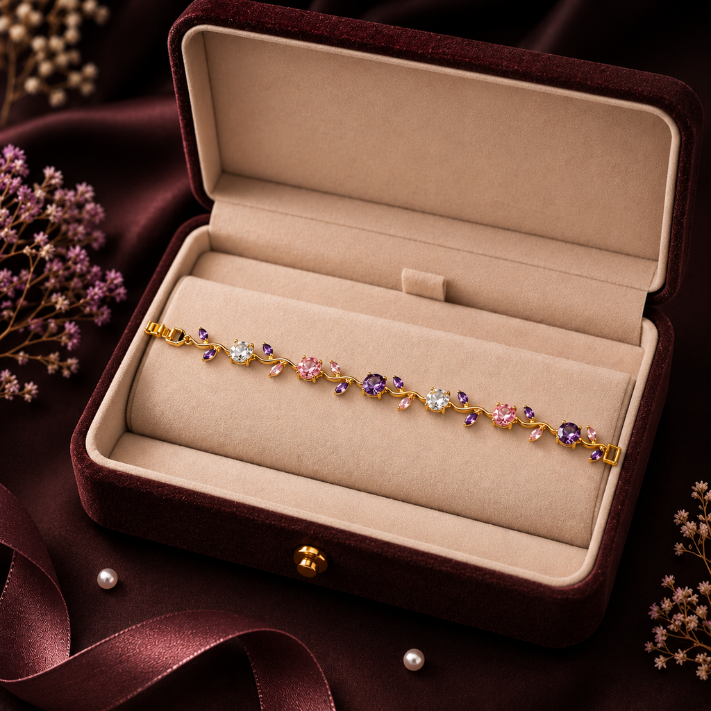 18K Gold Plated Multicolor Stone Bracelet