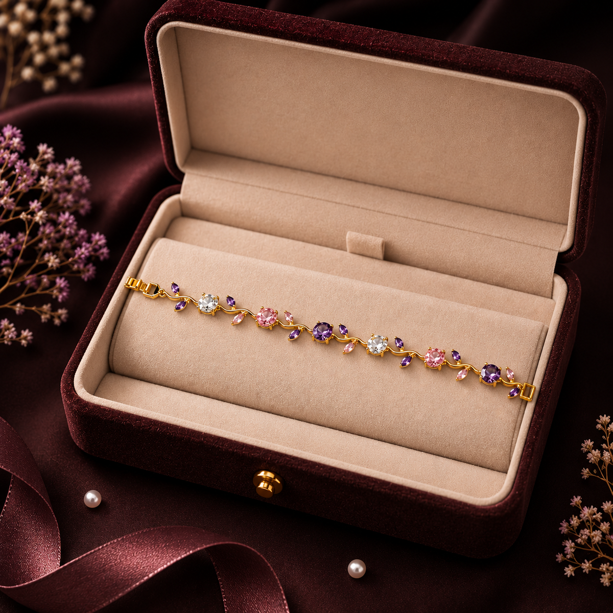 18K Gold Plated Multicolor Stone Bracelet