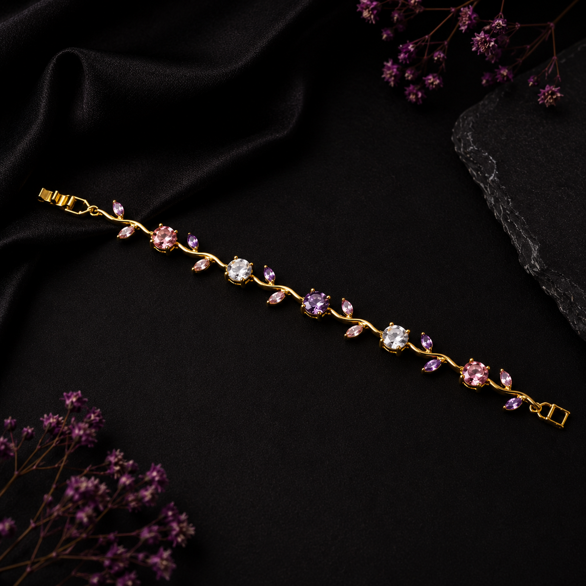 18K Gold Plated Multicolor Stone Bracelet