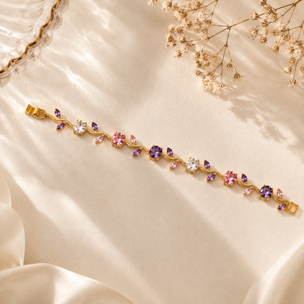 18K Gold Plated Multicolor Stone Bracelet