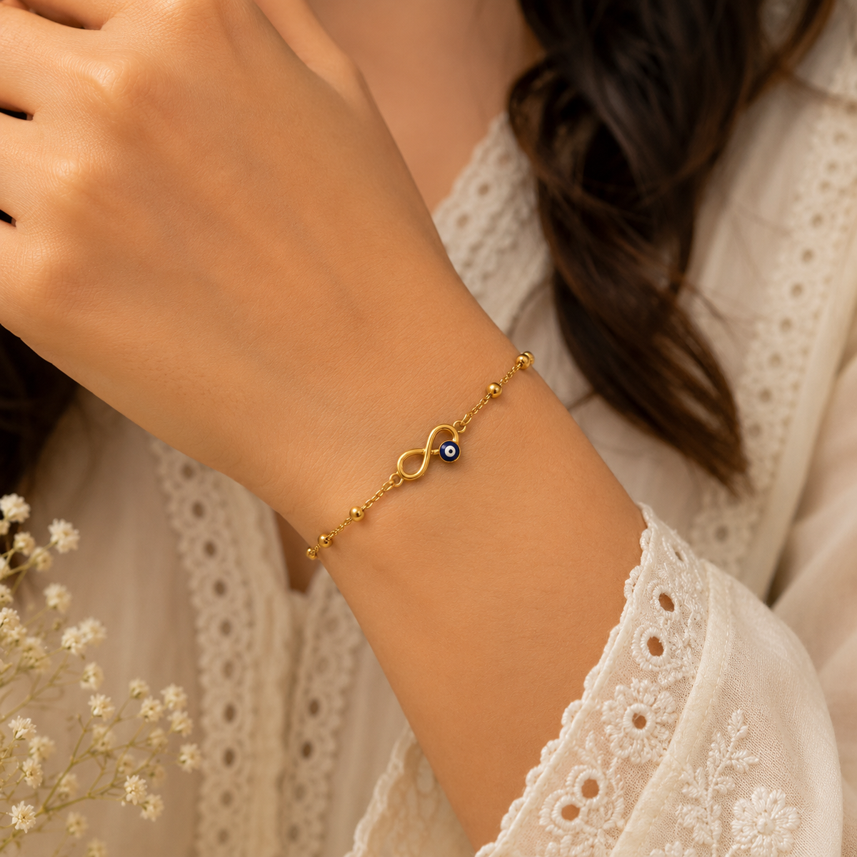 18K Gold Plated Evil Eye Chain Bracelet