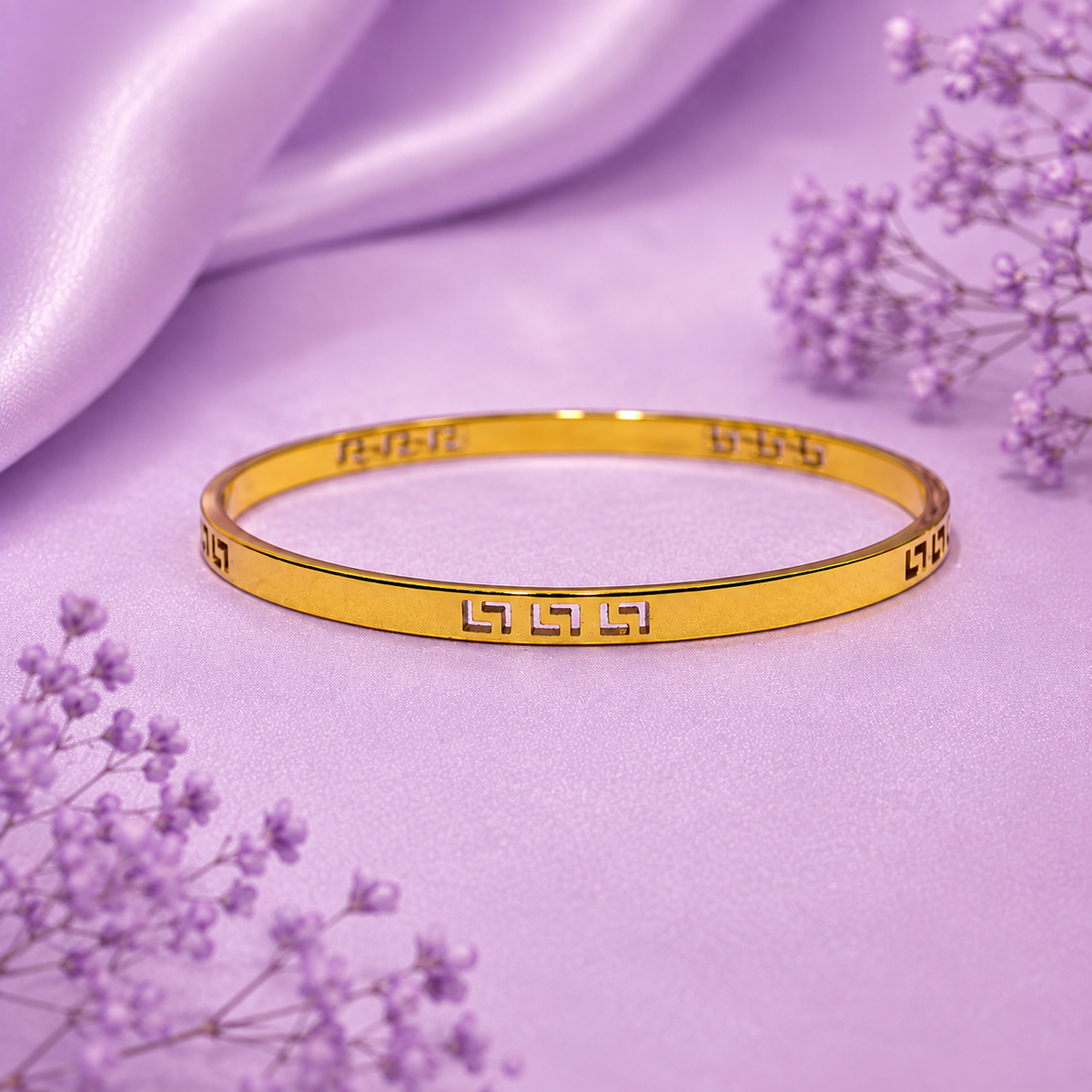 18K Gold Plated Geometric Bangle for Women