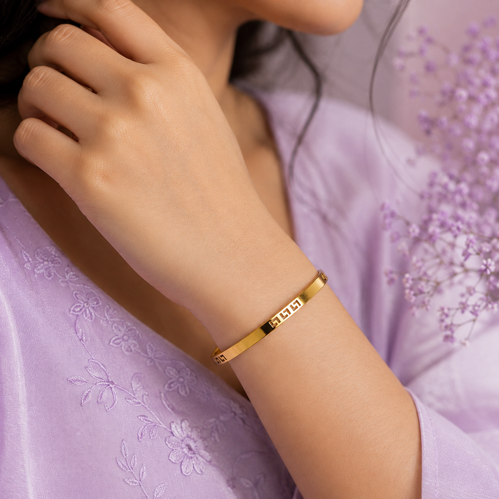 18K Gold Plated Geometric Bangle for Women