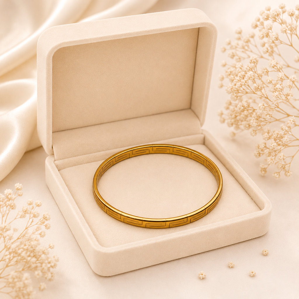 Geometric Gold Plated Bangle