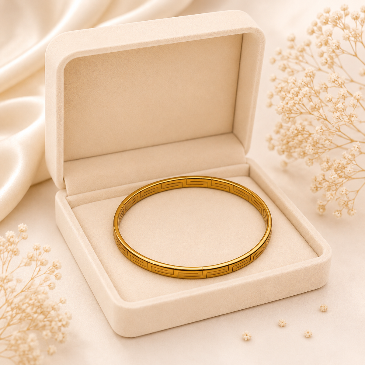 Geometric Gold Plated Bangle