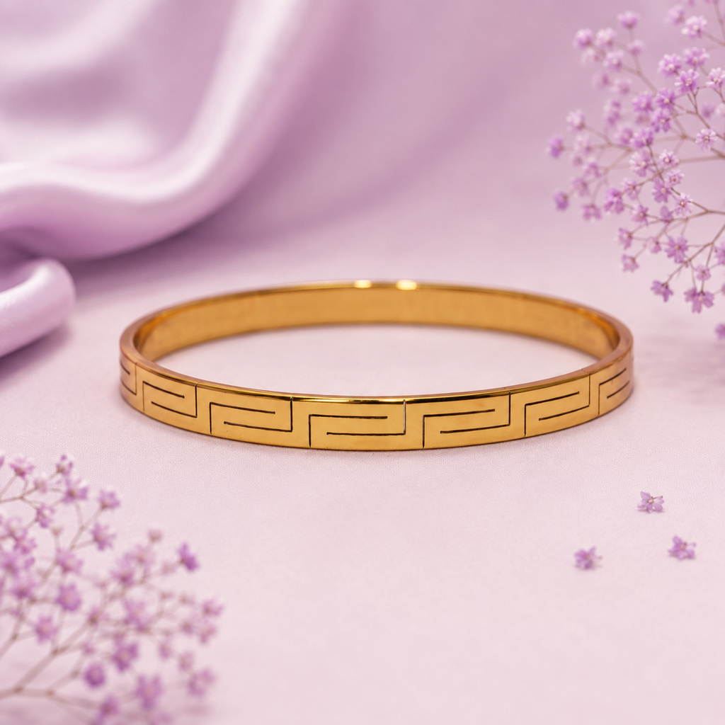 Geometric Gold Plated Bangle