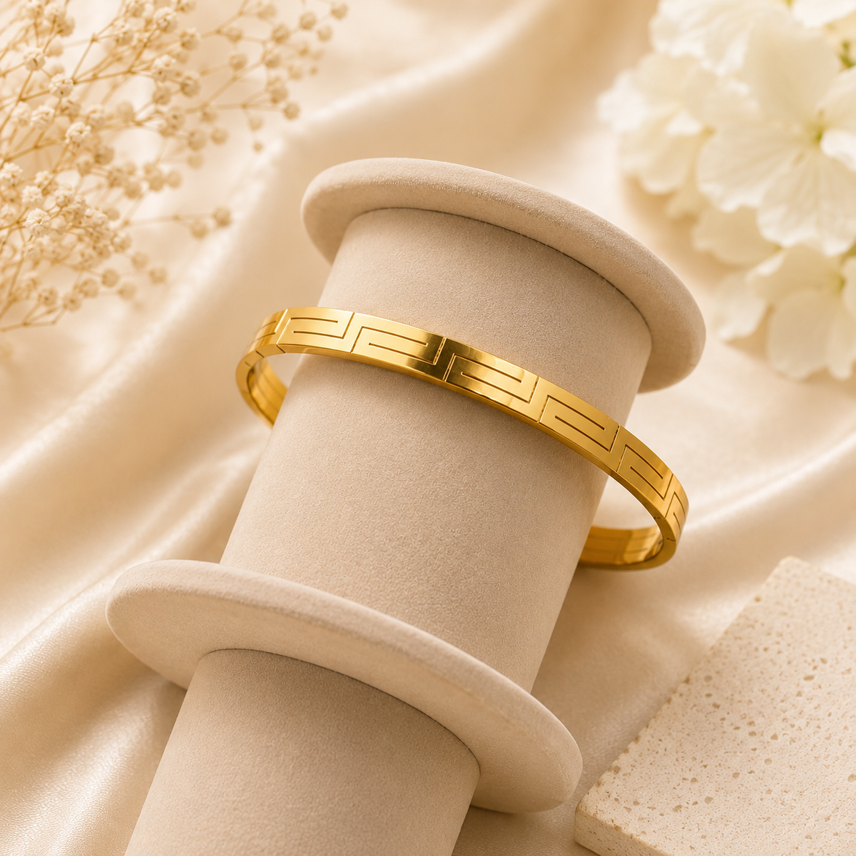 Geometric Gold Plated Bangle