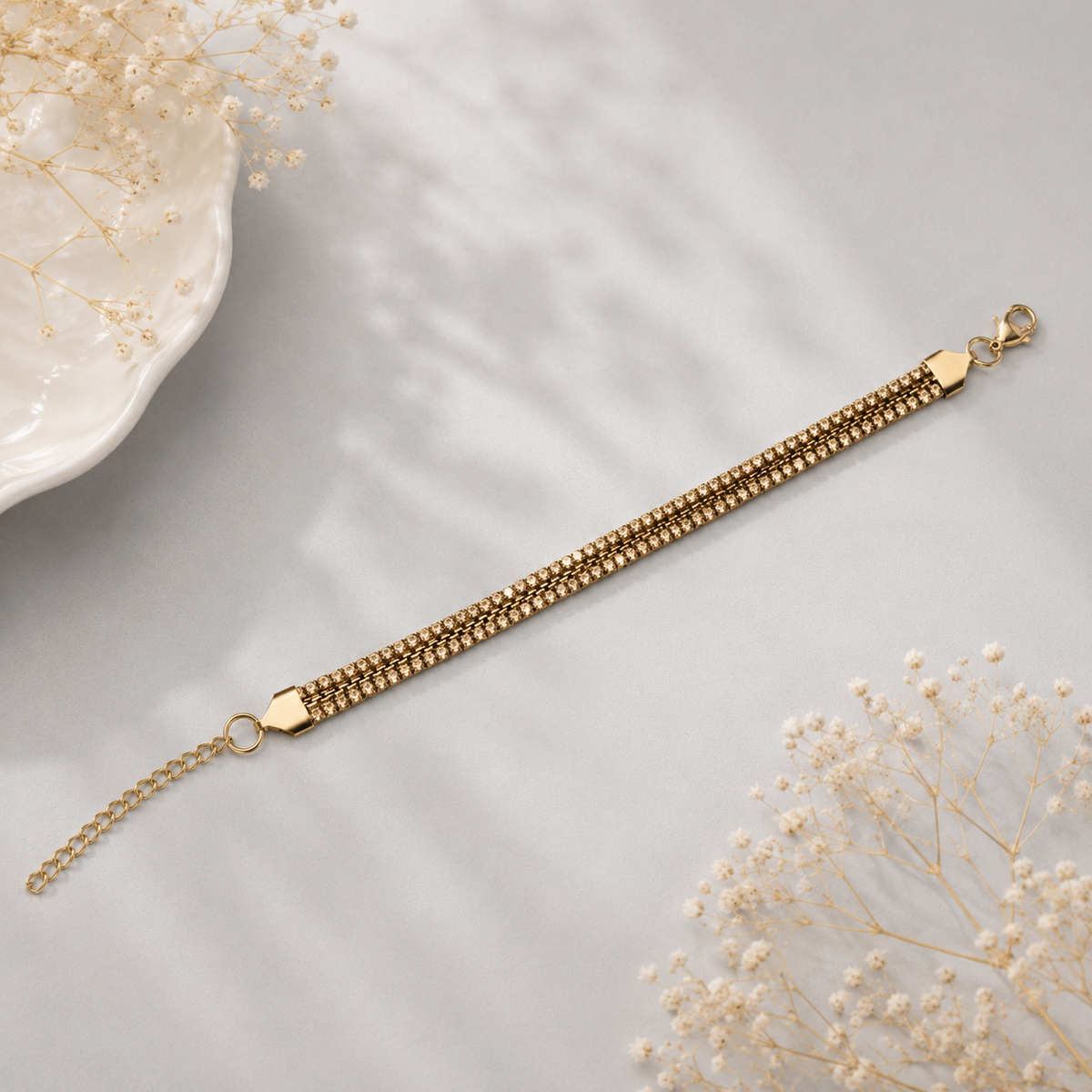 Gold Plated Beaded Chain Bracelet for Women – Elegant Layered Bracelet