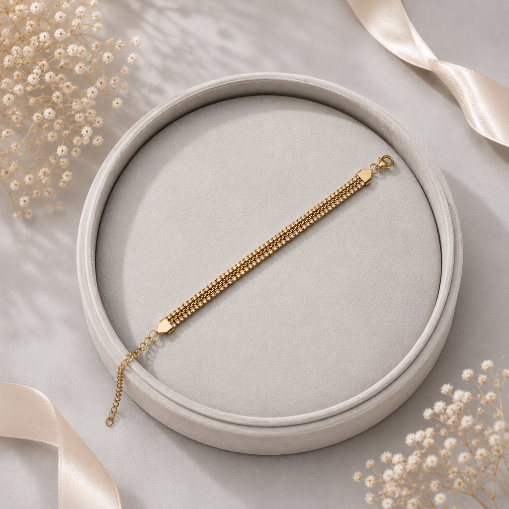 Gold Plated Beaded Chain Bracelet for Women – Elegant Layered Bracelet