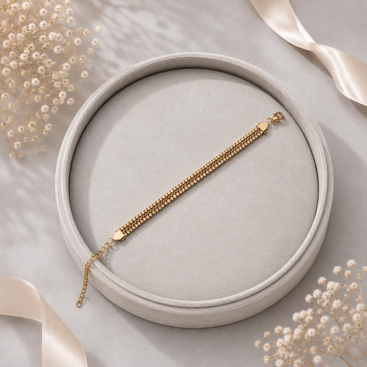 Gold Plated Beaded Chain Bracelet for Women – Elegant Layered Bracelet