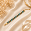 18K Gold Plated Blue Stone Bracelet for Women – Elegant Beaded Chain Bracelet