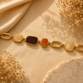18K Gold Plated Multicolor Stone Link Bracelet