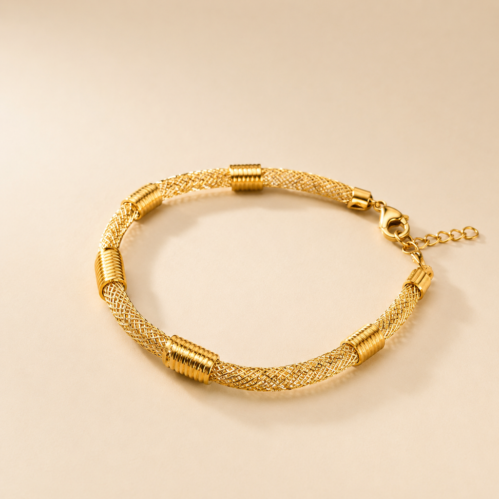 18K Gold Plated Woven Mesh Bracelet