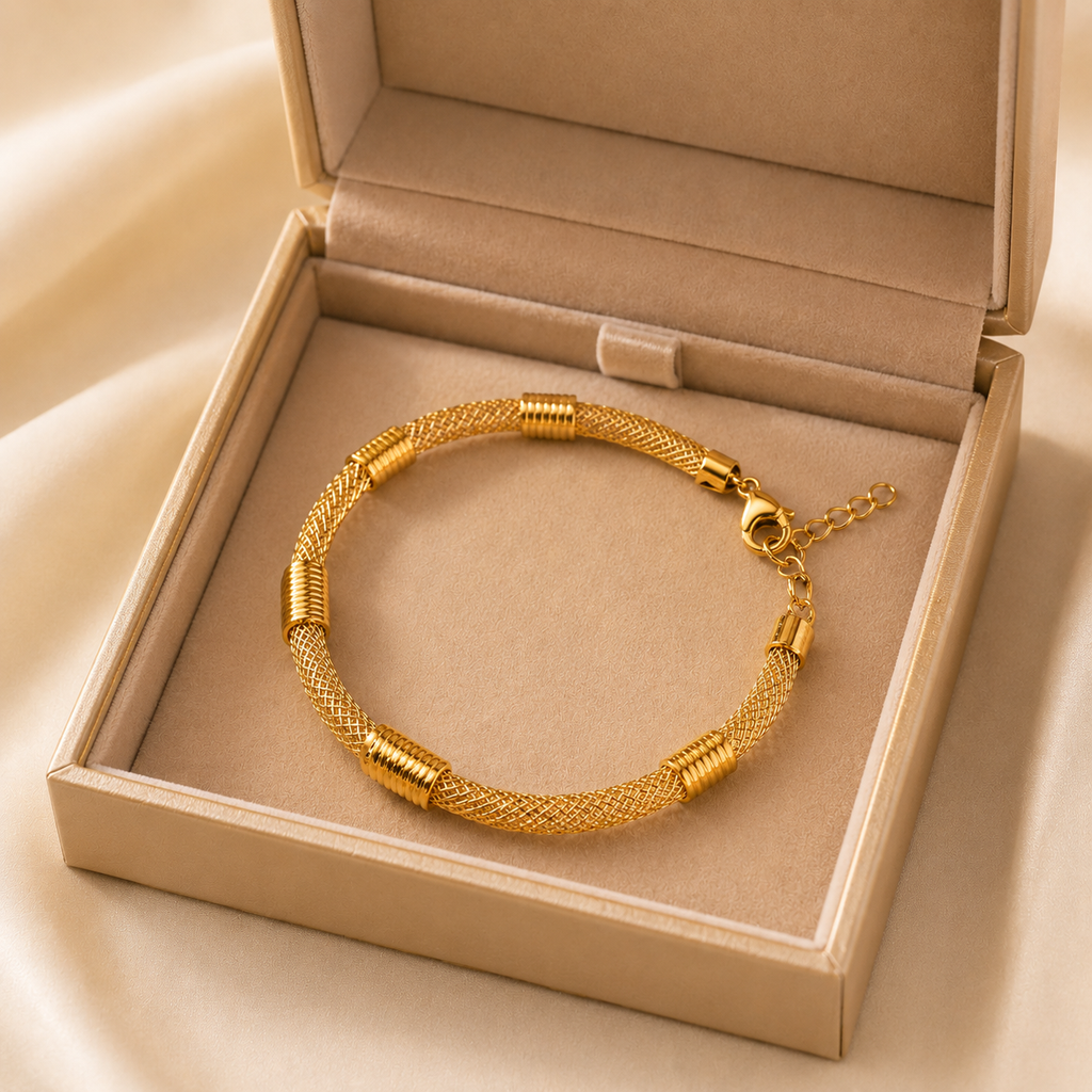 18K Gold Plated Woven Mesh Bracelet