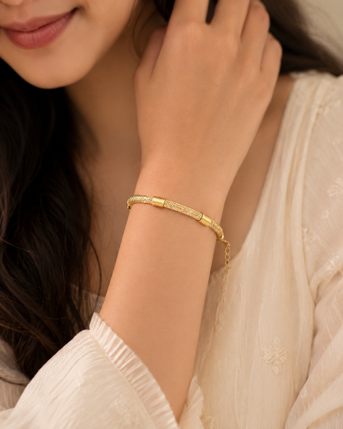 18K Gold Plated Woven Mesh Bracelet