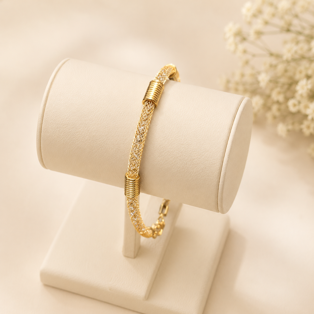 18K Gold Plated Woven Mesh Bracelet