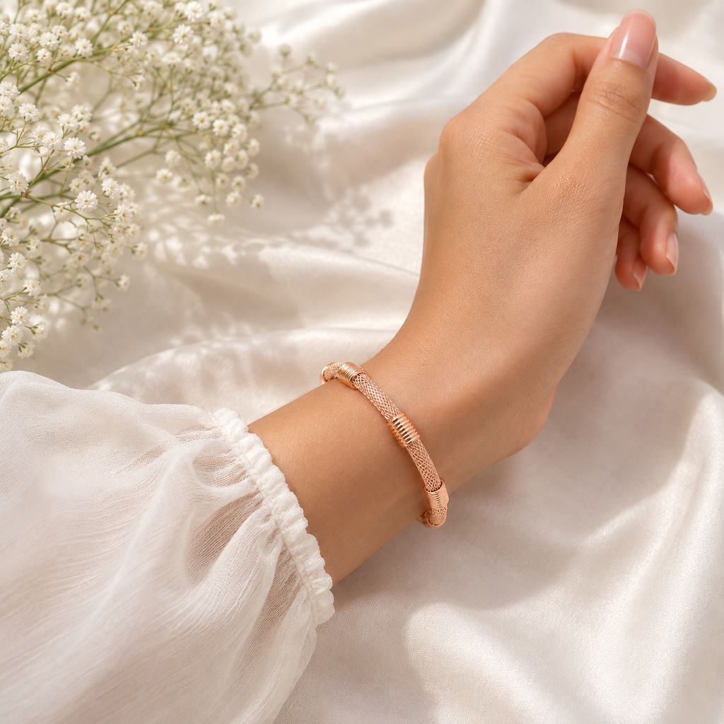 Rose Gold Plated Mesh Chain Bracelet for Women