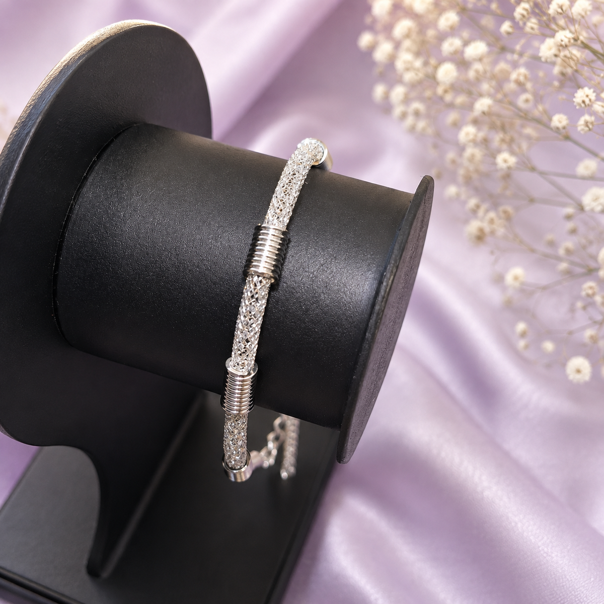 Silver Tone Mesh Chain Bracelet for Women