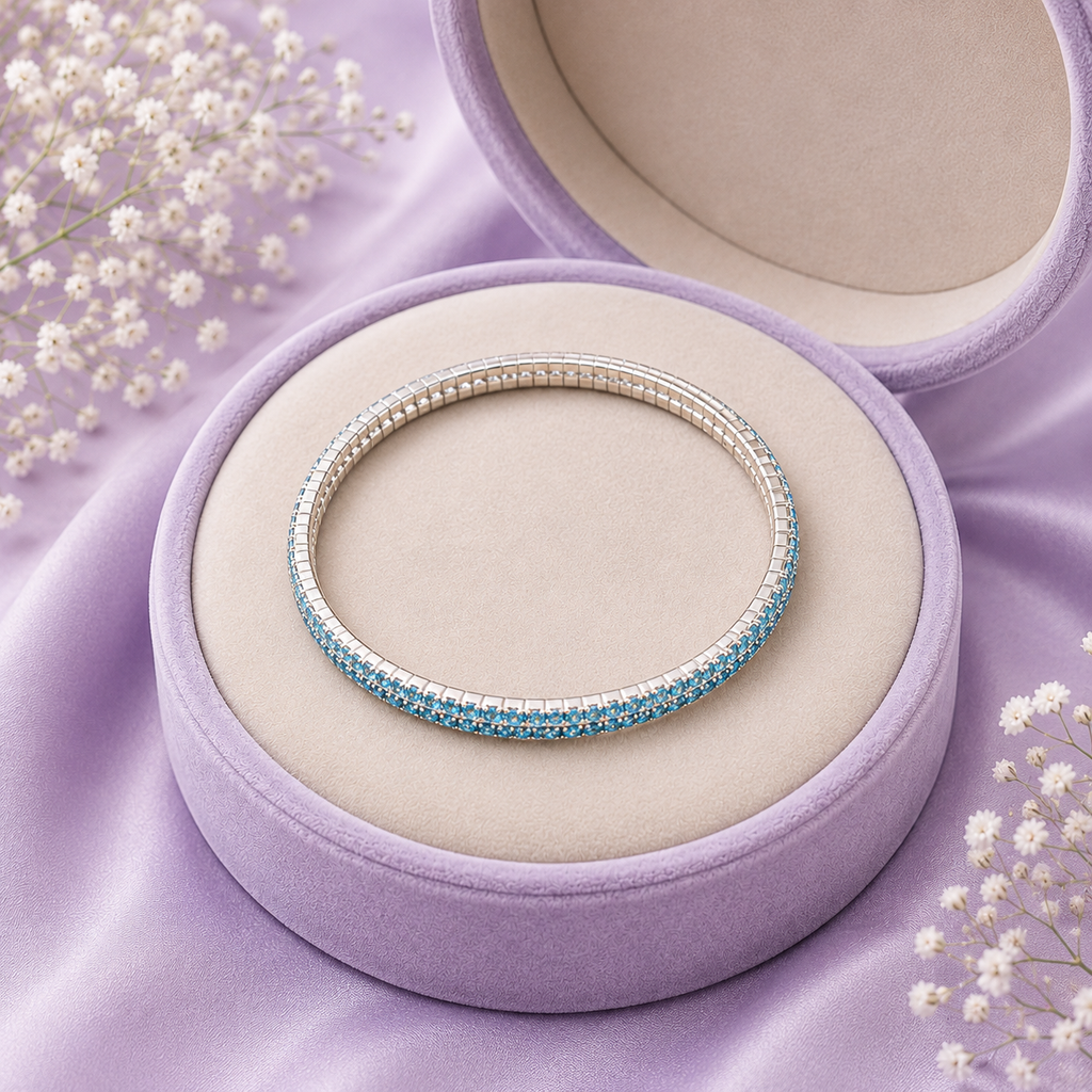 Blue Crystal Tennis Bracelet for Women