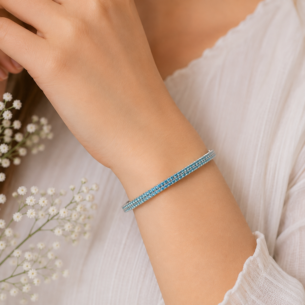 Blue Crystal Tennis Bracelet for Women