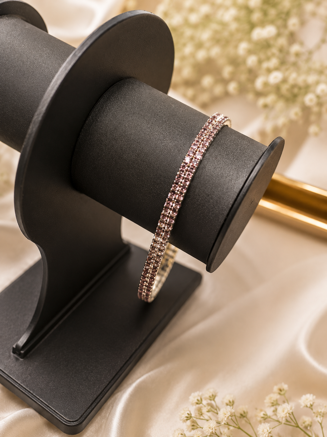 Rose Pink Crystal Tennis Bracelet for Women