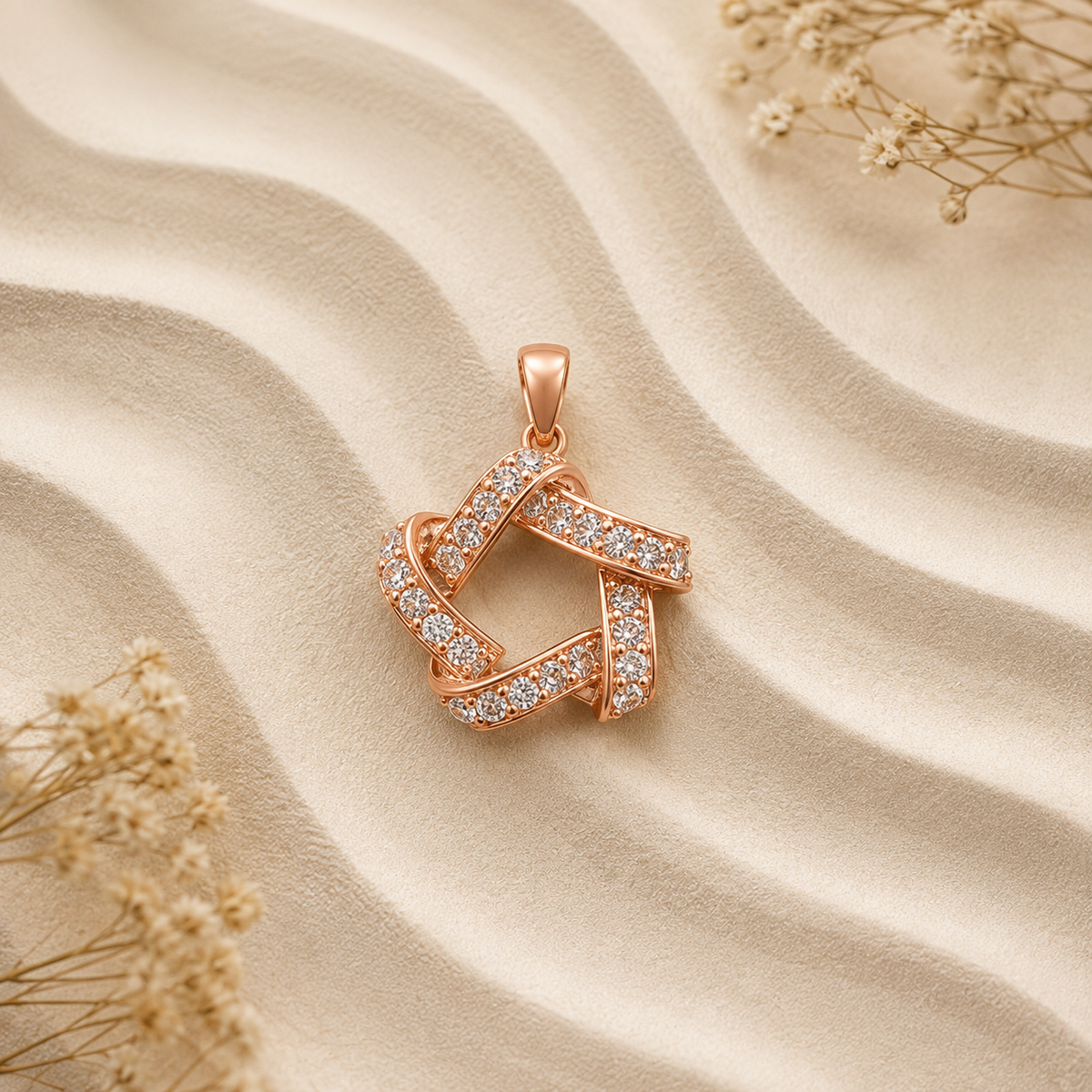 Rose Gold Interlocking Knot Pendant Necklace