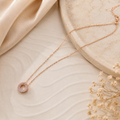 Rose Gold Circular Crystal Pendant Necklace