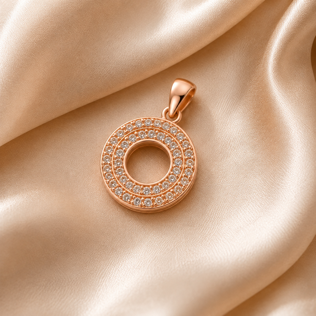 Rose Gold Circular Crystal Pendant Necklace