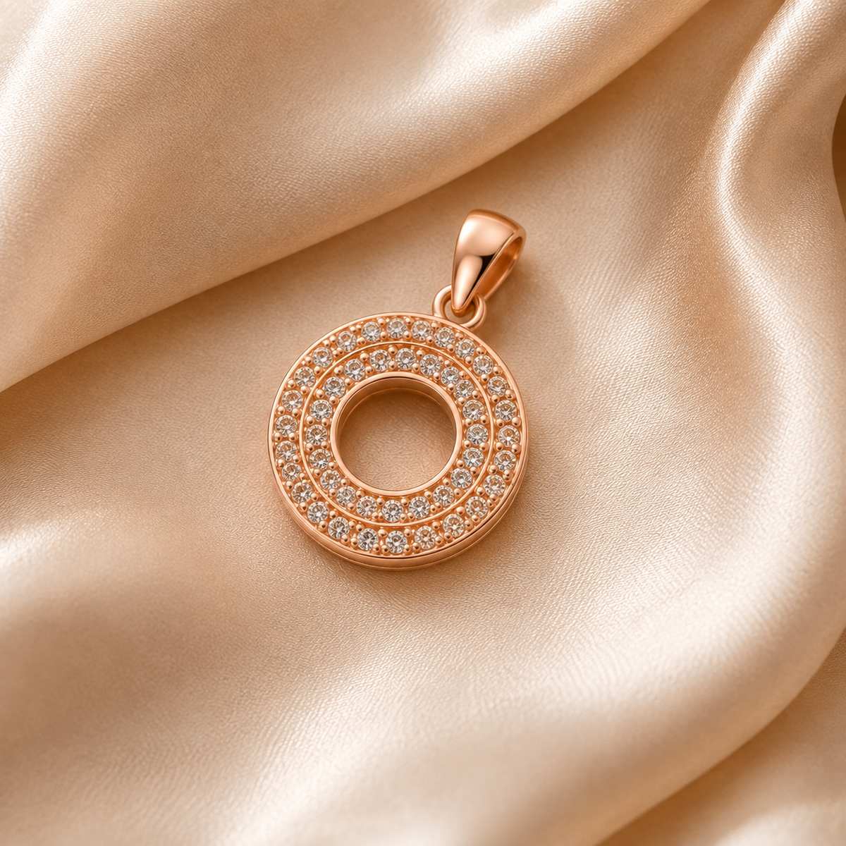Rose Gold Circular Crystal Pendant Necklace