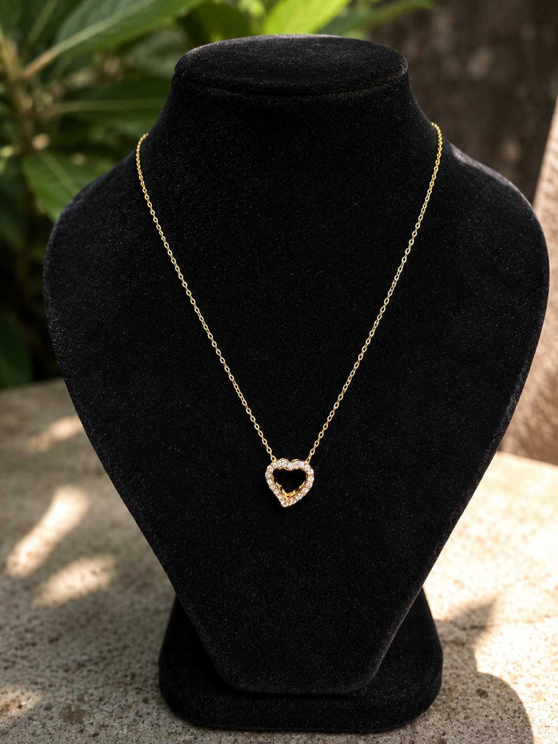 18K Gold Plated Heart Crystal Pendant Necklace