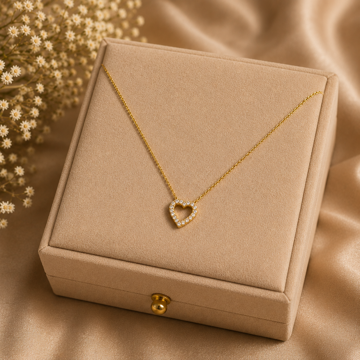 18K Gold Plated Heart Crystal Pendant Necklace