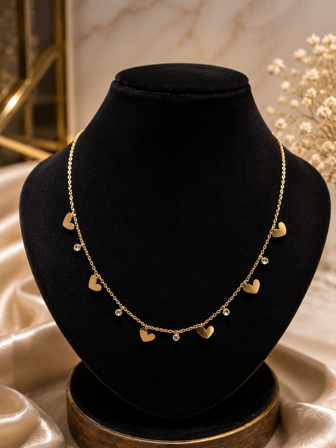 Heart Charm Gold Plated Chain Necklace