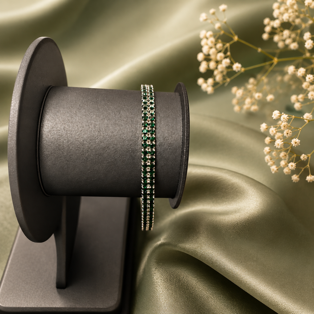 Green Crystal Tennis Bracelet for Women