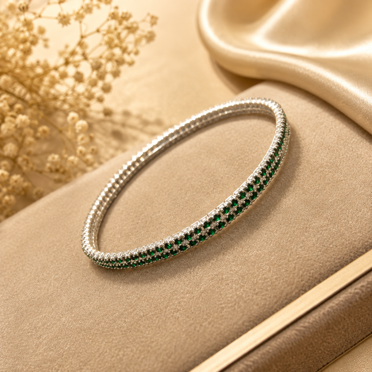 Green Crystal Tennis Bracelet for Women