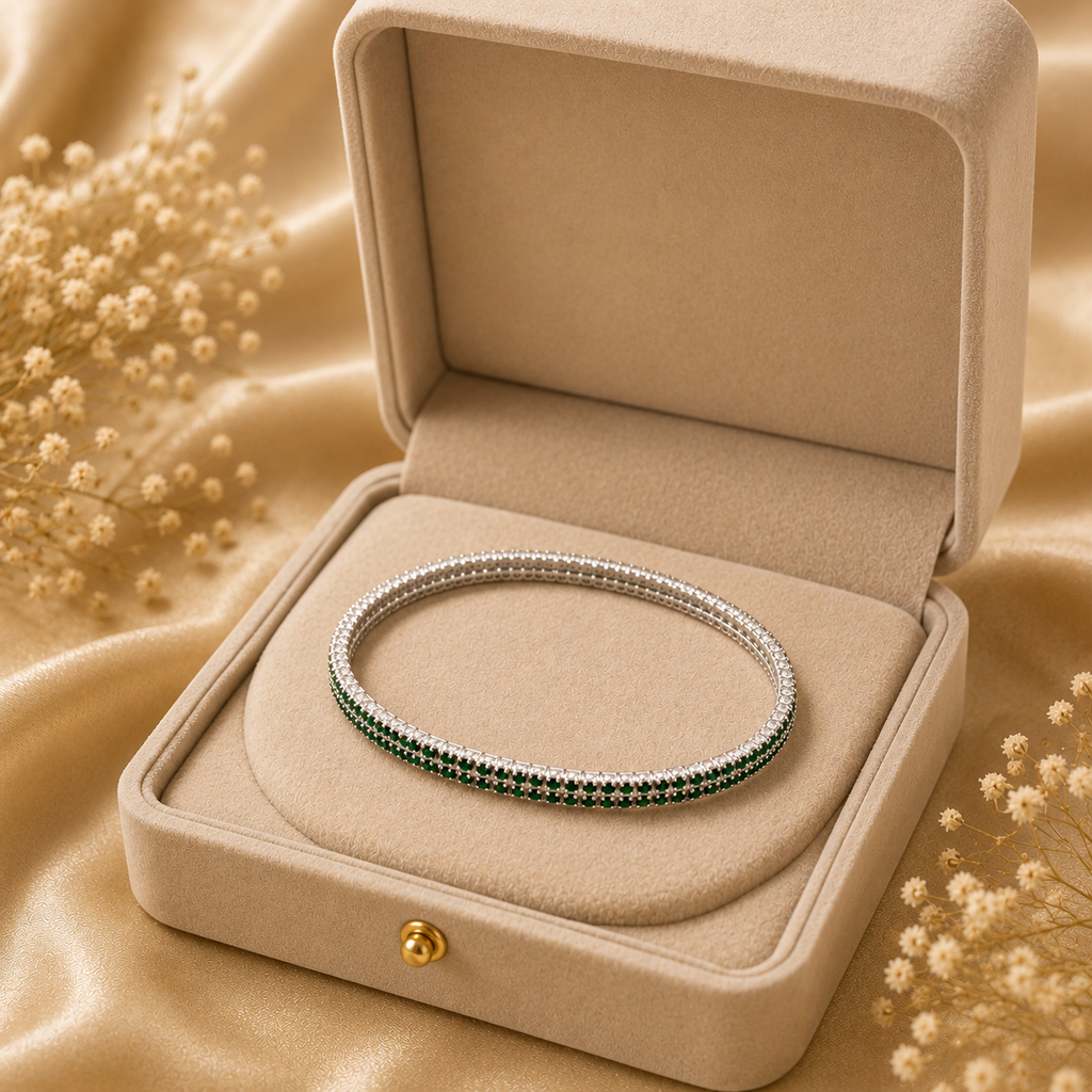 Green Crystal Tennis Bracelet for Women