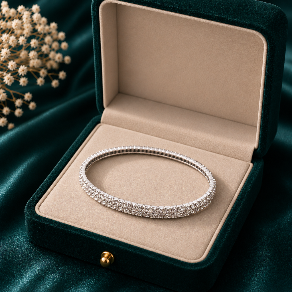 Crystal Tennis Bracelet – Silver Finish