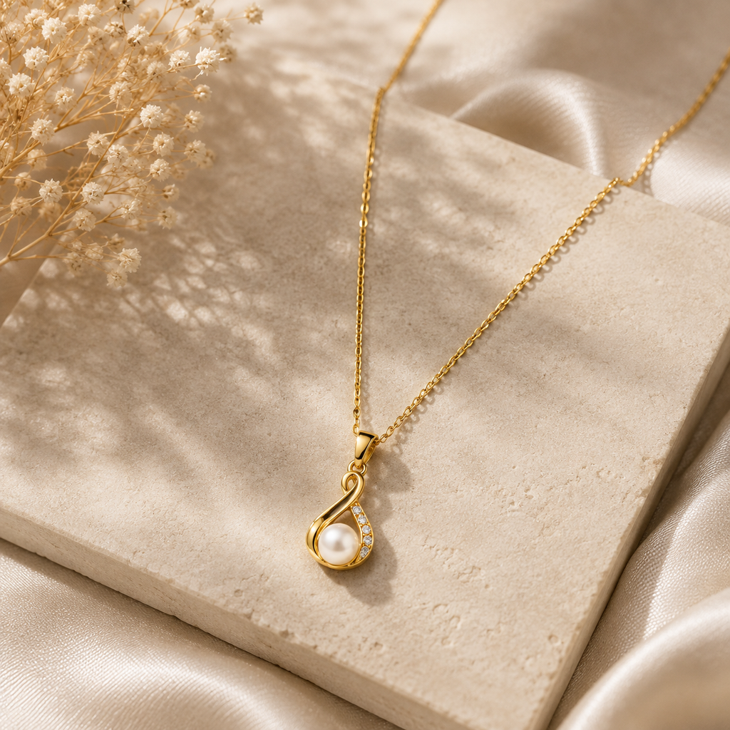 18K Gold Plated Pearl Drop Pendant Necklace