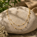 18K Gold Plated Double Layer Square Bead Necklace