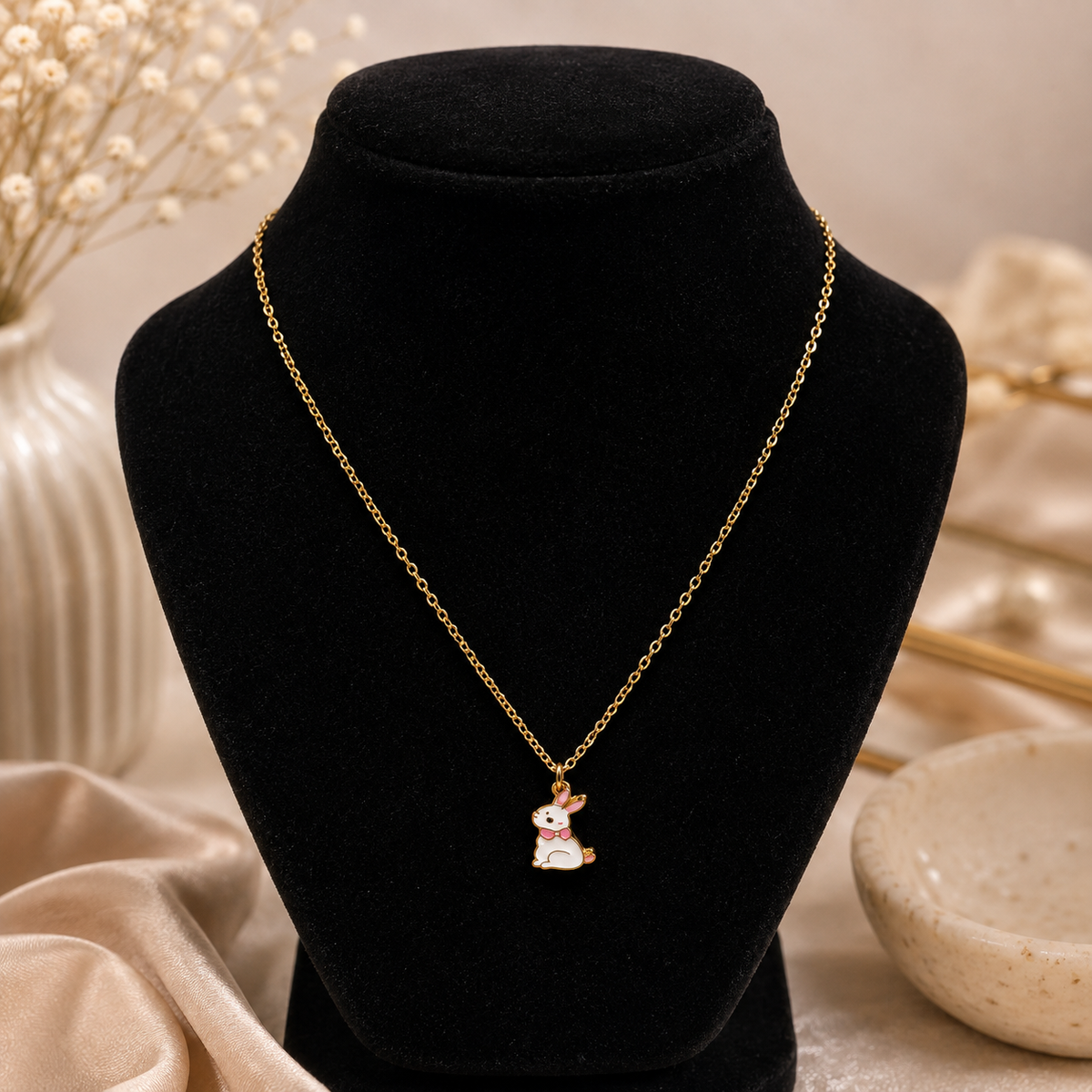 18K Gold Plated Cute Bunny Pendant Necklace