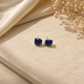 18K Gold Plated Navy Blue Square Stud Earrings