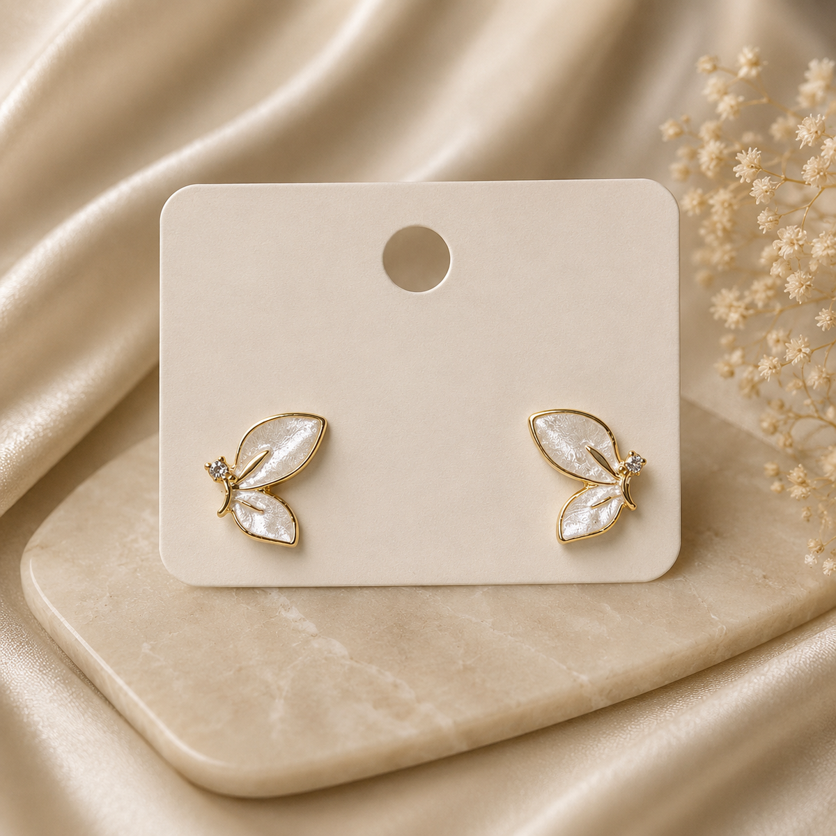 18K Gold Plated Butterfly Stud Earrings