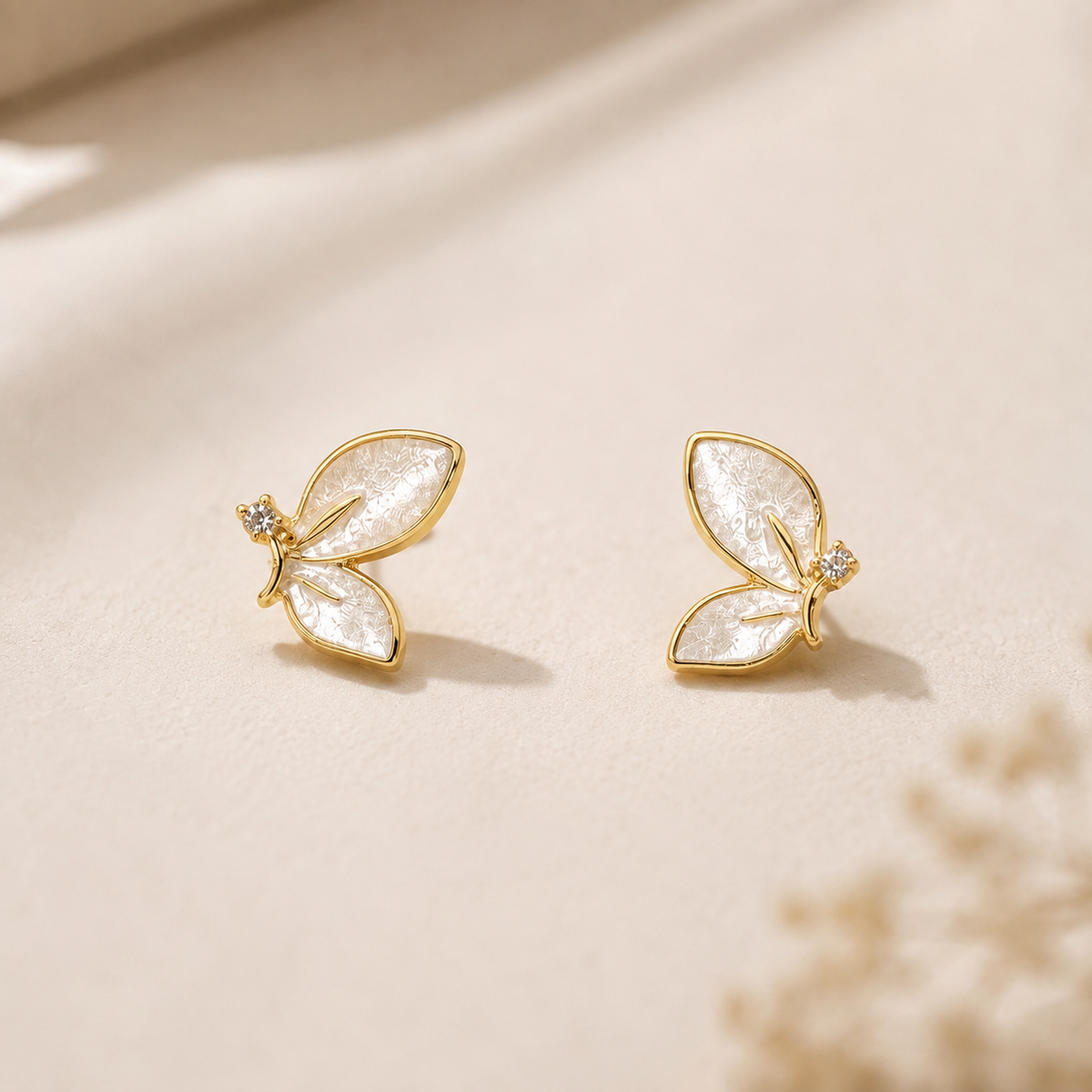 18K Gold Plated Butterfly Stud Earrings
