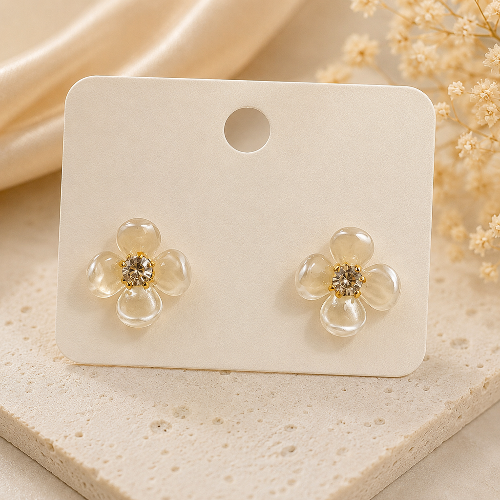 Clear Flower Stud Earrings – Crystal Centre