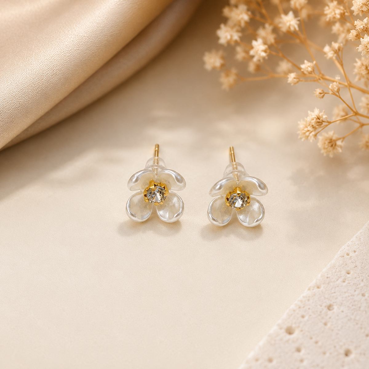 Clear Flower Stud Earrings – Crystal Centre